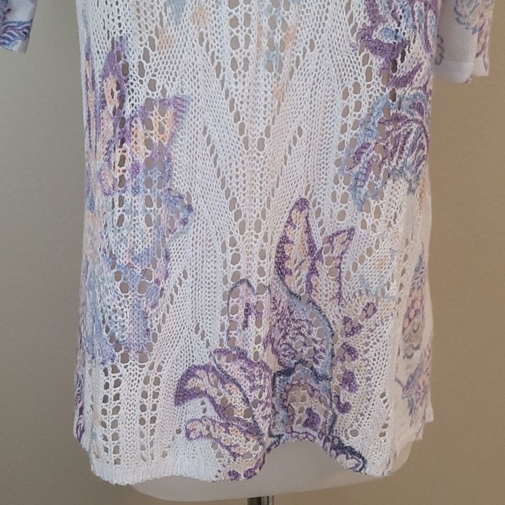 Chico's floral short sleeve sweater size 0(xs) - Picture 3 of 10